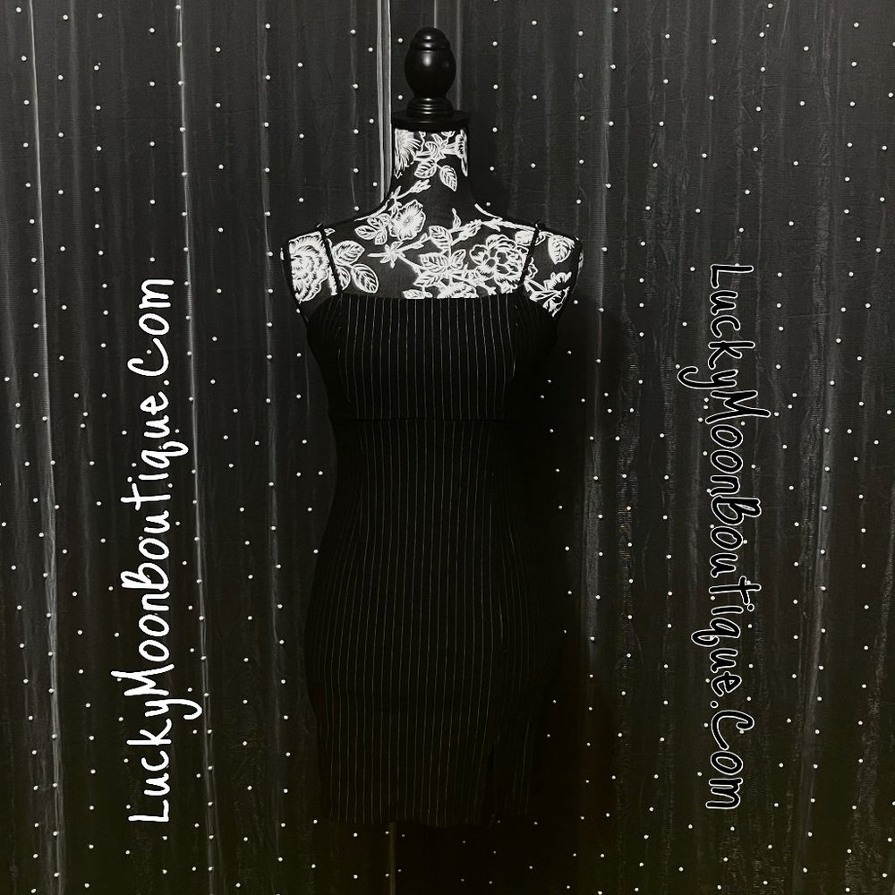 Black Pinstripe Mini Dress